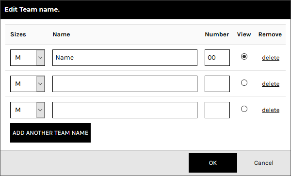 Edit Team Name Popup